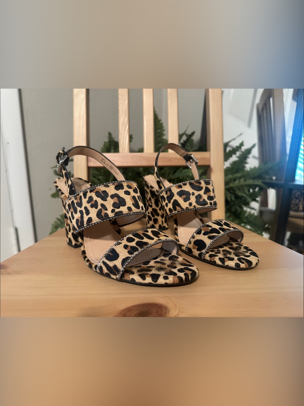 Coach Leopard Print Block Heel Sandals